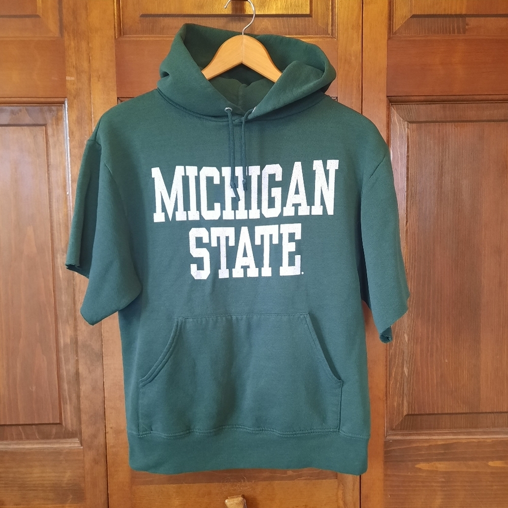 Jerzees Michigan State MSU Spartans Short Sleeve Hoodie Sweatshirt Size Small